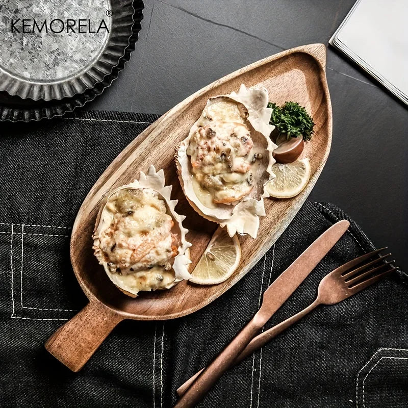 Wooden Leaf Serving Tray