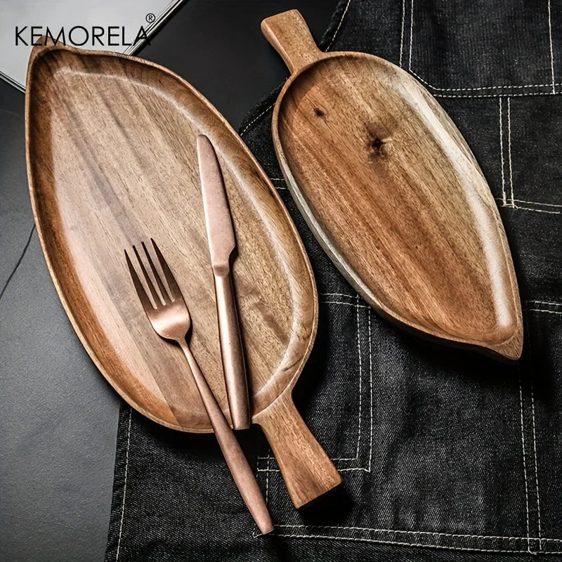 Wooden Leaf Serving Tray