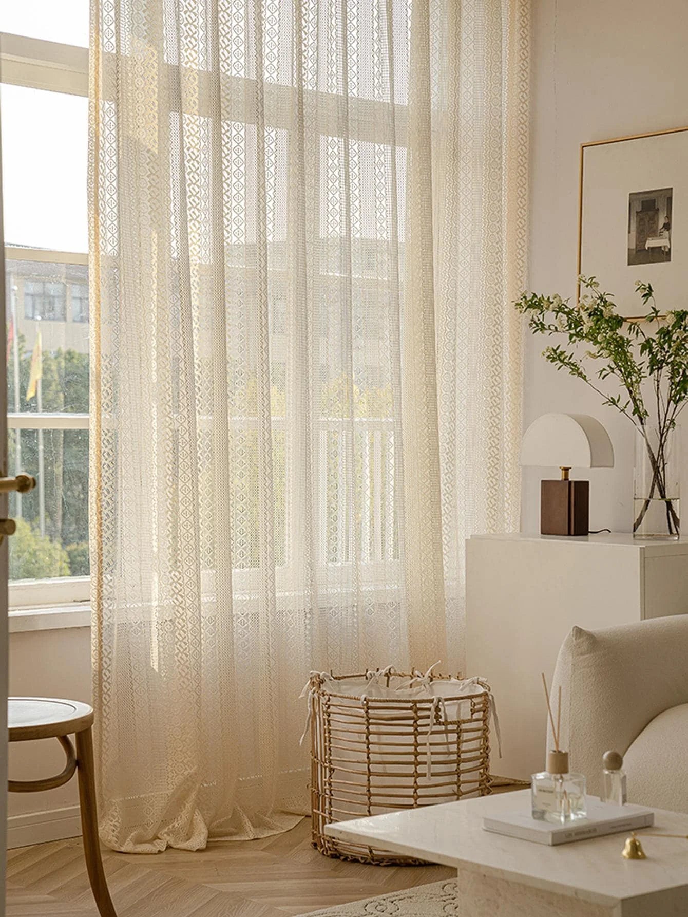 Elegant Beige Sheer Curtain