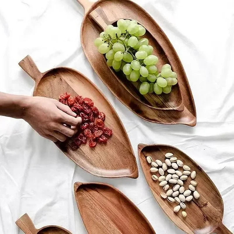 Wooden Leaf Serving Tray