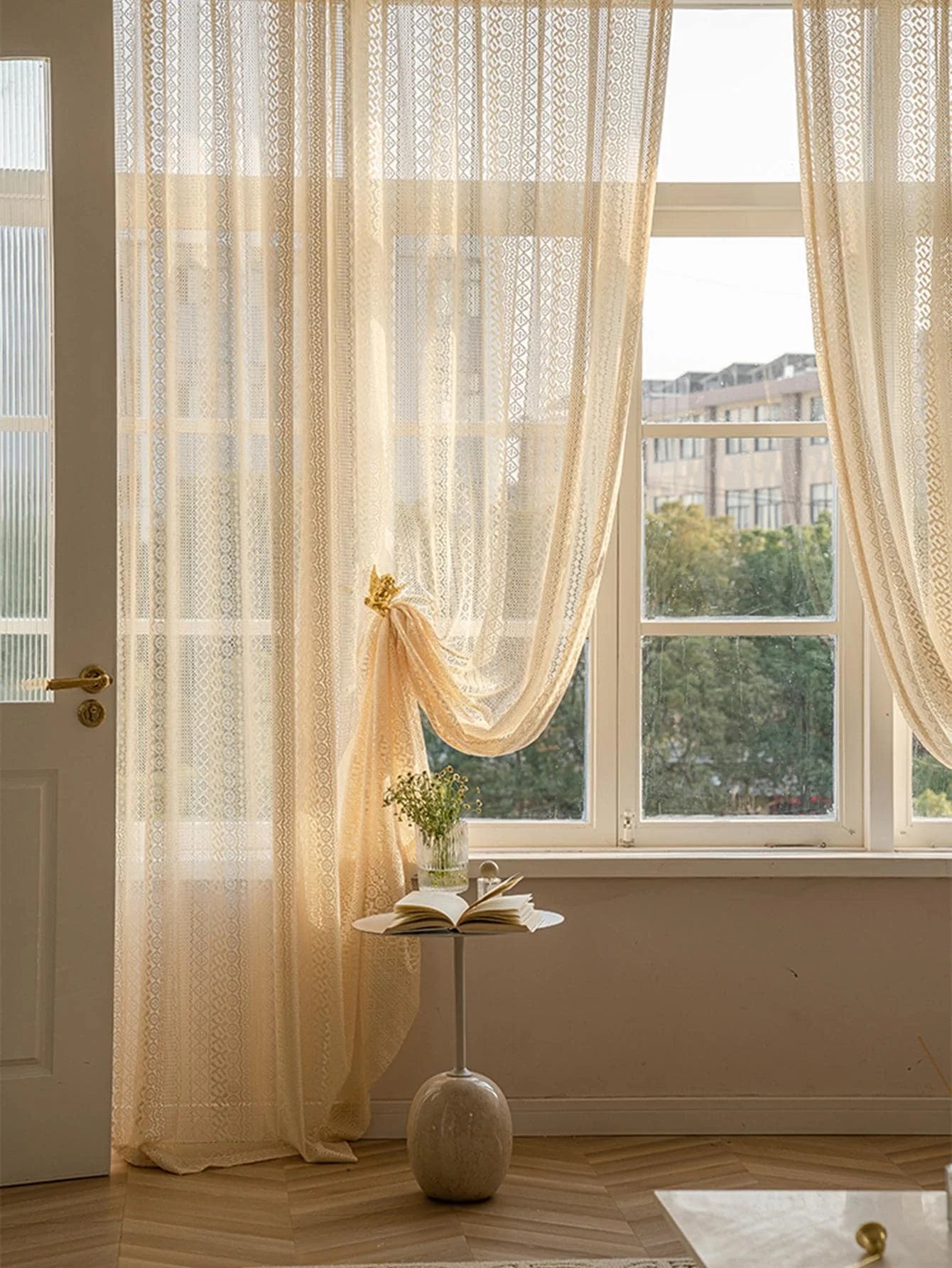Elegant Beige Sheer Curtain