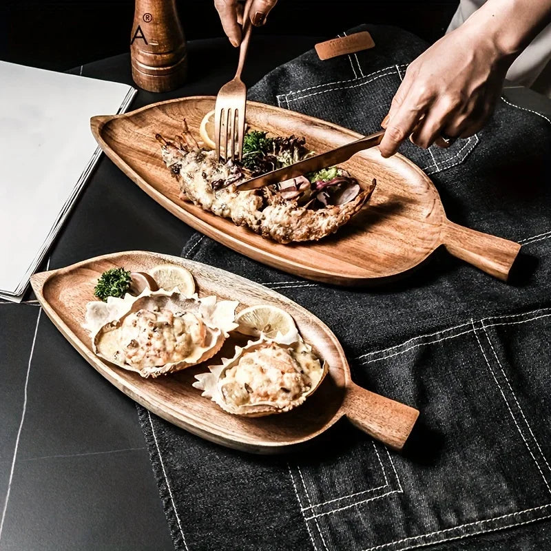 Wooden Leaf Serving Tray