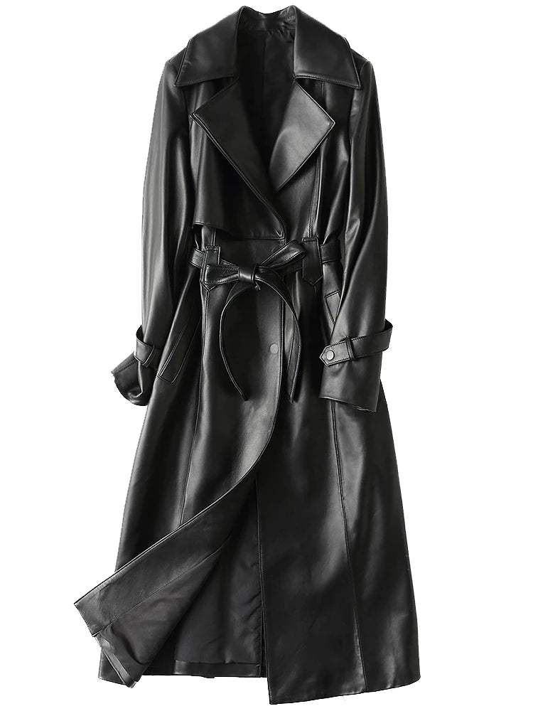 Elegance Leather Belted Trench