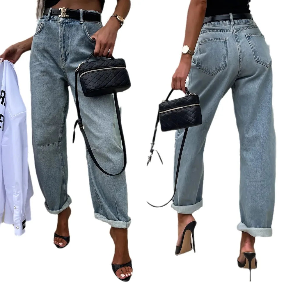 Trendy High-Waist Denim Jeans
