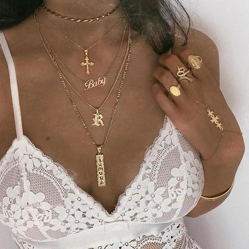 Glam Gold Cross Necklace