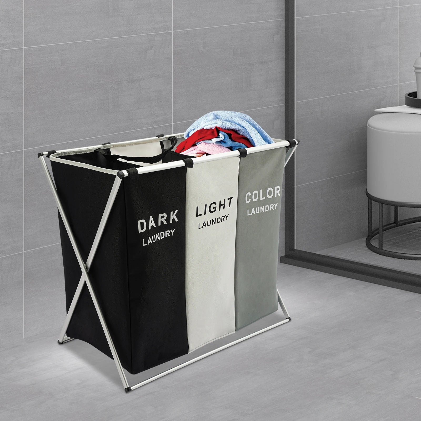 3 Grids Laundry Basket
